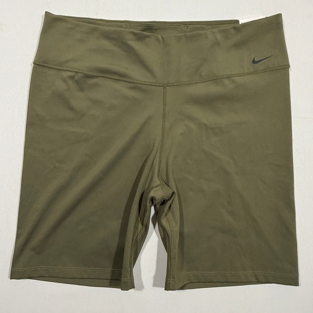 Nike One Training Shorts Womens XL Olive Green Dri-FIT Mid-Rise Biker Gym